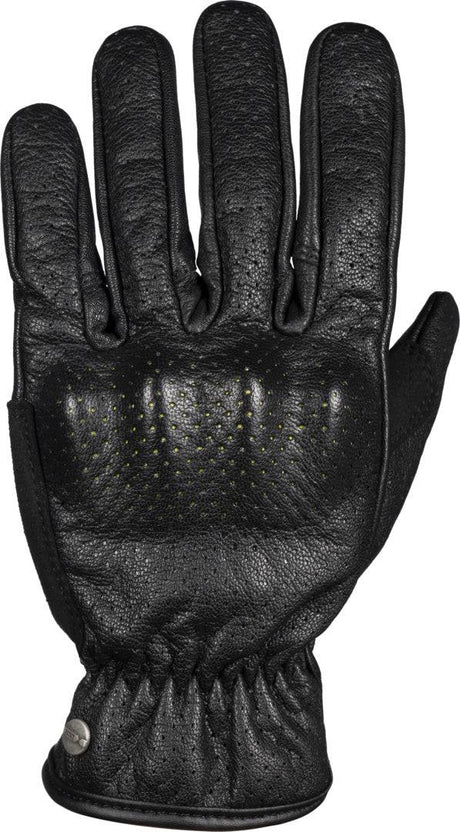 Schwarze iXS Tour Entry Handschuhe aus Leder und Textil, für Motorradtouren, mit Knöchelschutz und atmungsaktivem Design