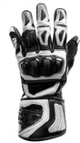 Schwarze und weiße iXS Handschuhe Sport RS-300 2.0 mit gepolsterten Handflächen und robustem Design.