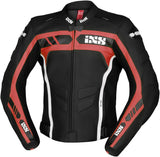 Schwarze, rote und weiße iXS Jacke Sport LD RS-600 1.0, Touring-Jacke mit sportlichem Design, sichtbar auf dem Bild.