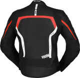 Schwarze, rote und weiße iXS Jacke Sport LD RS-600 1.0 für Touring, sportliche Motorradjacke mit Schutzfeatures.