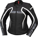 Schwarze, graue und weiße iXS Sport LD Damen Touring Jacke RS-600 1.0 mit reflektierenden Details, auf einem Model getragen.