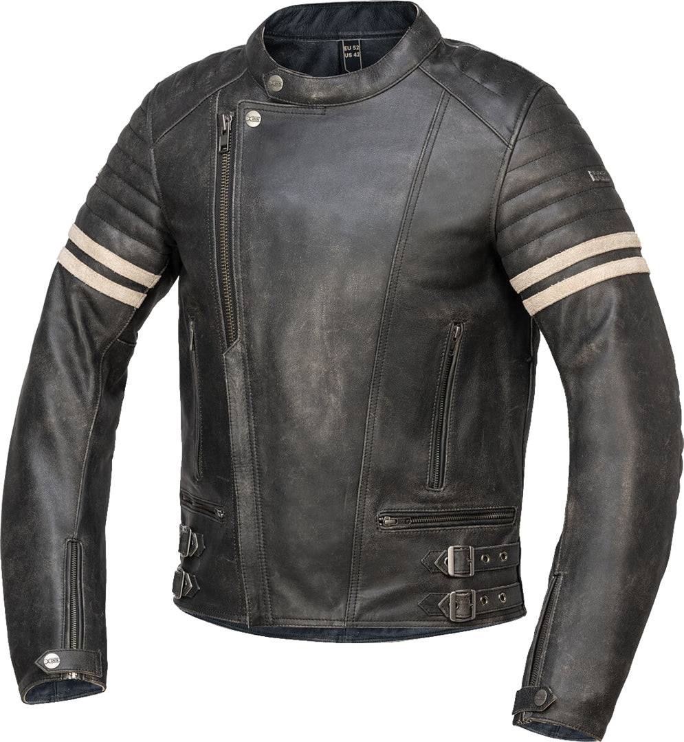 Schwarze iXS Classic LD Jacke Andy, klassische Jacken-Design, aus robustem Material, mit Reißverschlüssen und sportlichem Schnitt.