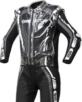 Transparente iXS Regenbekleidung für den Oberkörper, wasserdicht und ideal für Rennfahrer, zeigt Details und Material.