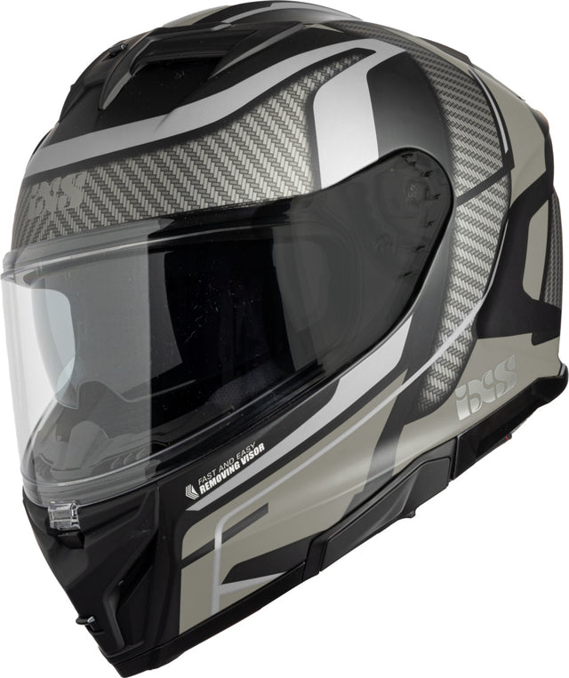 Schwarzer matt-silberner iXS Integralhelm iXS912 SV 2.0 Blade mit Visier und Belüftungsöffnungen, komfortabler Schutz für den Motorradhelm