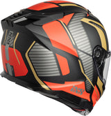 iXS Integralhelm iXS912 SV 2.0 Blade in mattschwarz-rot, mit Visier und Belüftungsöffnungen, auf einem Motorradhelm.