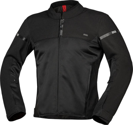 Schwarze iXS Tour Jacke Oxy-Air für Touren, atmungsaktives Touring-Jacke mit reflektierenden Details, sichtbar auf dem Bild
