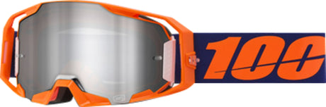 100% Motocrossbrille ARmatic Neon Orange - Mirror Silver Flash Lens