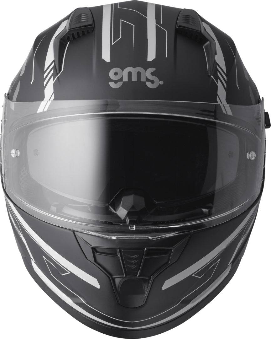 GMS Integralhelm Hexago Graphic grau, vollvisier Helm mit grafischem Design, Schutz und Komfort für Motorradfahrer.