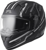 GMS Integralhelm Hexago Graphic in Grau, vollverkleideter Motorradhelm mit modernem Design und Visier.