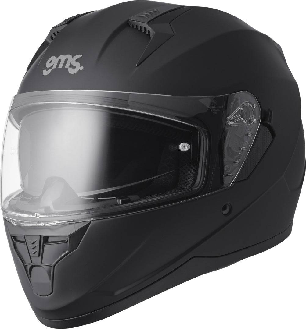 GMS Integralhelm Hexago matt schwarz, Motorradhelm mit schlichter schwarzer Oberfläche und sicherer Passform.
