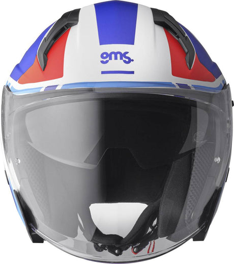 GMS Jethelm Vectus in mattschwarz, petrol und rot, mit klarem Visier und komfortabler Passform, für stilvolles Motorradfahren