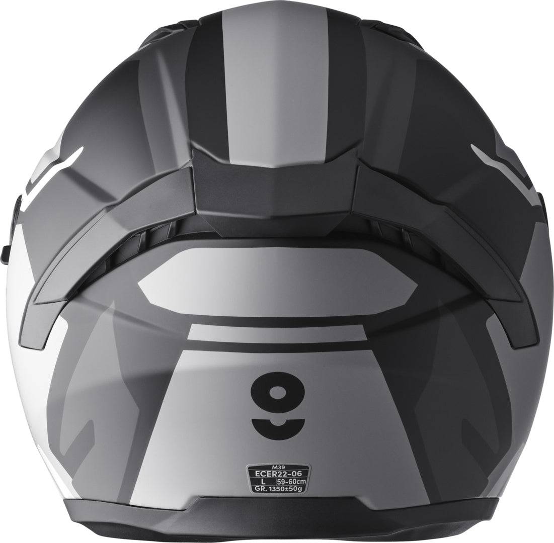 Gms Jethelm Vectus Graphic schwarz-grau, leichter Motorradsicherheitshelm mit grafischem Design, Sichtfenster und Belüftungssystem