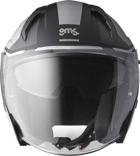 GMS Jethelm Vectus Graphic in Schwarz-Grau, leichter Motorradhelm mit modernem Design und Visier.