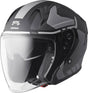 GMS Jethelm Vectus Graphic schwarz-grau, leichter Motorradhelm mit visier und stylischem Design, ideal für Motorradtouren