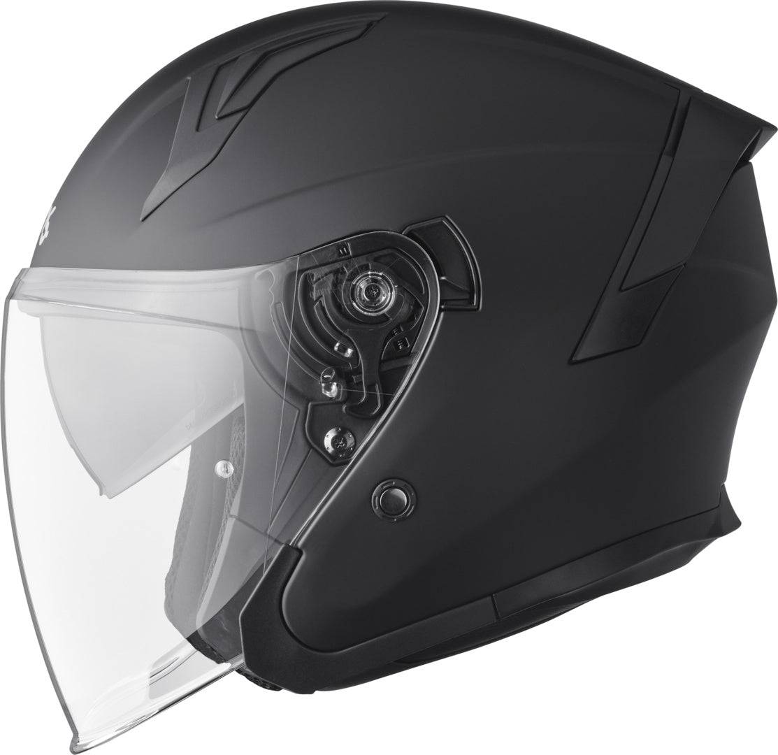 GMS Jethelm Vectus in matt Schwarz, leichter Motorradhelm mit Visier und Belüftung, für sicheren Fahrkomfort.
