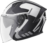 GMS Jethelm Vectus Graphic in schwarz-weiß, leichter Jethelm mit modernem Design und Belüftungssystem, Blick auf den Helm.
