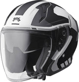 GMS Jethelm Vectus Graphic in Schwarz-Weiß, leichter Motorradhelm mit modernem Design, Sichtscheibe und Belüftungsöffnungen