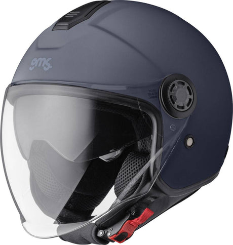 GMS Jethelm Gelato Mora, stilvolle Motorrad-Jethelm mit ergonomischem Design und Belüftungssystem, schwarze Farbe, auf Bild zu sehen