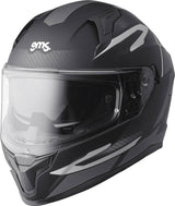 GMS Integralhelm Velox Graphic in mattschwarz und grau mit stilvollem Design, Schutzvisier und Belüftungsöffnungen