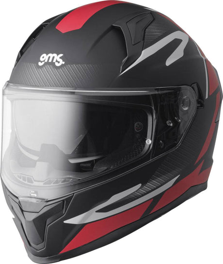 GMS Integralhelm Velox Graphic in mattschwarz, rot und weiß mit modernen Design, Schutz und Komfort für Motorradfahrer