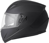 GMS Integralhelm Hexago matt schwarz, schwarzer Motorradhelm mit klarem Visier und aerodynamischem Design auf einem weißen Hintergrund