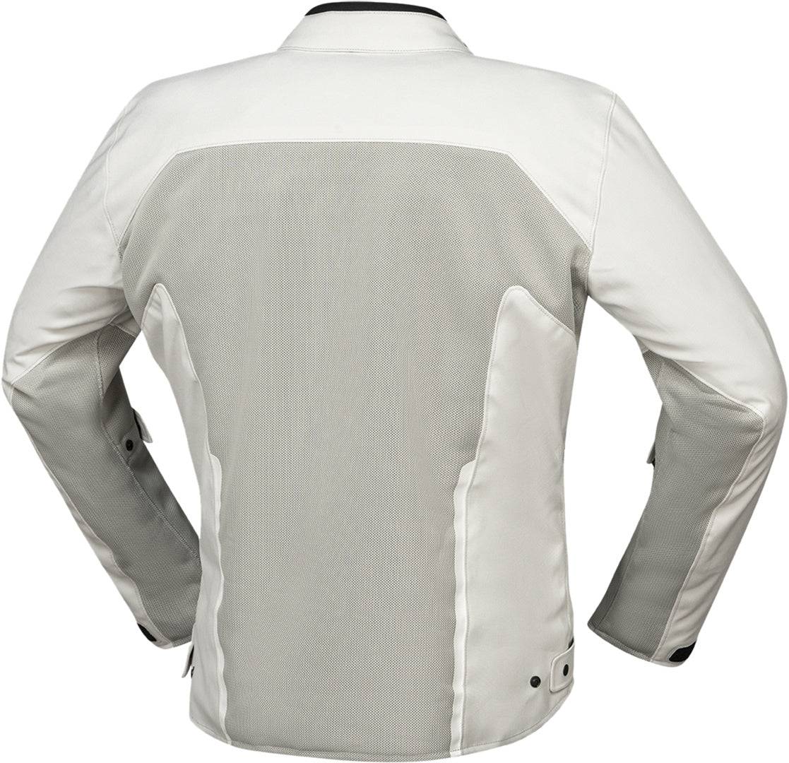 Leichte hellgraue iXS Tour Jacke Oxy-Air für Touren, aus strapazierfähigem Material mit reflektierenden Elementen.