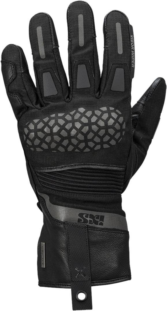 Schwarze iXS Venture-STX 1.0 Laminathandschuhe aus robuste Handschuhe mit Mesh-Einsätzen und verstärkten Fingern.