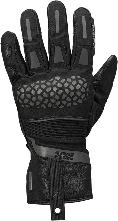Schwarze iXS Venture-STX 1.0 Laminathandschuhe aus robuste Handschuhe mit Mesh-Einsätzen und verstärkten Fingern.