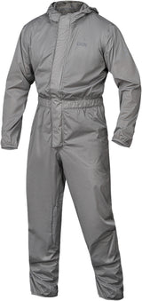 Hellegraue iXS 365-STX 1.0 Regenkombi aus wasserdichtem Material, mit reflektierenden Details und praktischen Reißverschlüssen.
