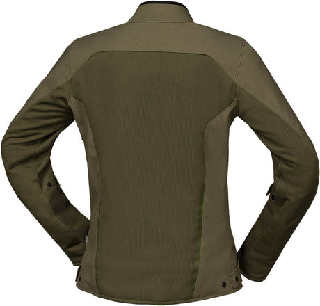 Damen Tourenjacke iXS Oxy-Air in Olivgrün, atmungsaktive Jacke mit Belüftungsöffnungen und reflektierenden Details.