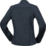 Blaue iXS Damen Oxy-Air Tourenjacke aus wetterfestem Material, mit reflektierenden Details und atmungsaktivem Design.