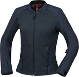 Blauer Damen Tourenjacke iXS Oxy-Air mit reflektierenden Elementen und atmungsaktivem Material, ideal für Motorradtouren.