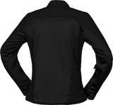 Schwarze iXS Damen Oxy-Air Touring Jacke mit atmungsaktivem Material und reflektierenden Details, für Motorradtouren.
