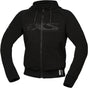 Schwarze iXS Rapid 1.0 Tourenjacke, bequeme Passform, für Radfahren, mit Kapuze und reflektierenden Details, modisches Design.