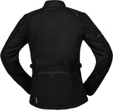 Schwarze iXS Damen Tourster-BigAir 1.0 Adventure-Jacke, wetterfeste Outdoor- und Reitjacke mit Kapuze.