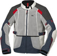 Leichte iXS Tourster-BigAir 1.0 Adventure Jacke in Hellgrau, Blau und Rot, mit wasserdichtem Material und reflektierenden Akzenten