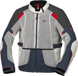 Leichte iXS Tourster-BigAir 1.0 Adventure Jacke in Hellgrau, Blau und Rot, mit wasserdichtem Material und reflektierenden Akzenten