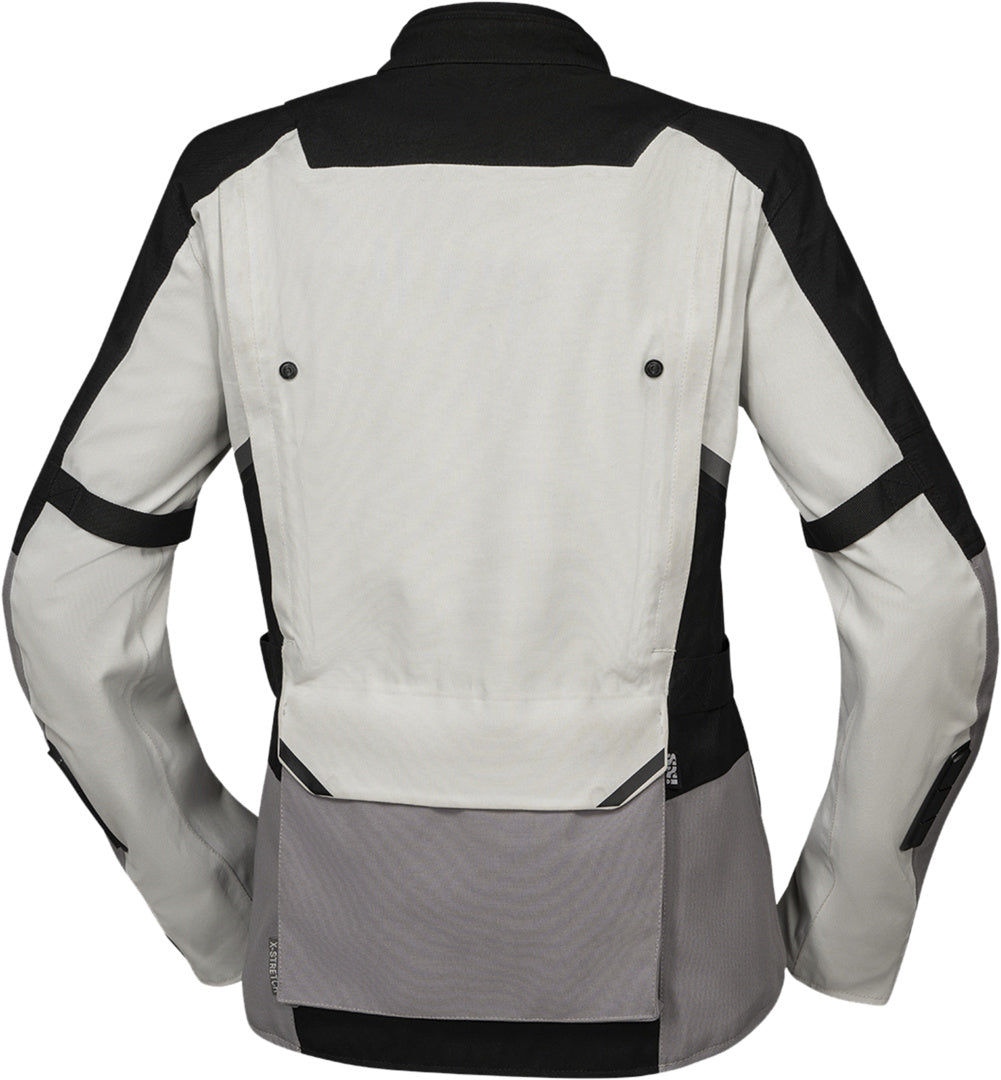 Hellegraue Damen Tourster-STX 1.0 Laminatjacke von iXS, wasserabweisende Jacke für Abenteuer und Outdoor-Aktivitäten.