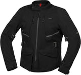 Schwarze iXS Tourster-STX 1.0 Laminatjacke für Abenteuer, wasserabweisend und atmungsaktiv, mit Kapuze und Reißverschlusstaschen
