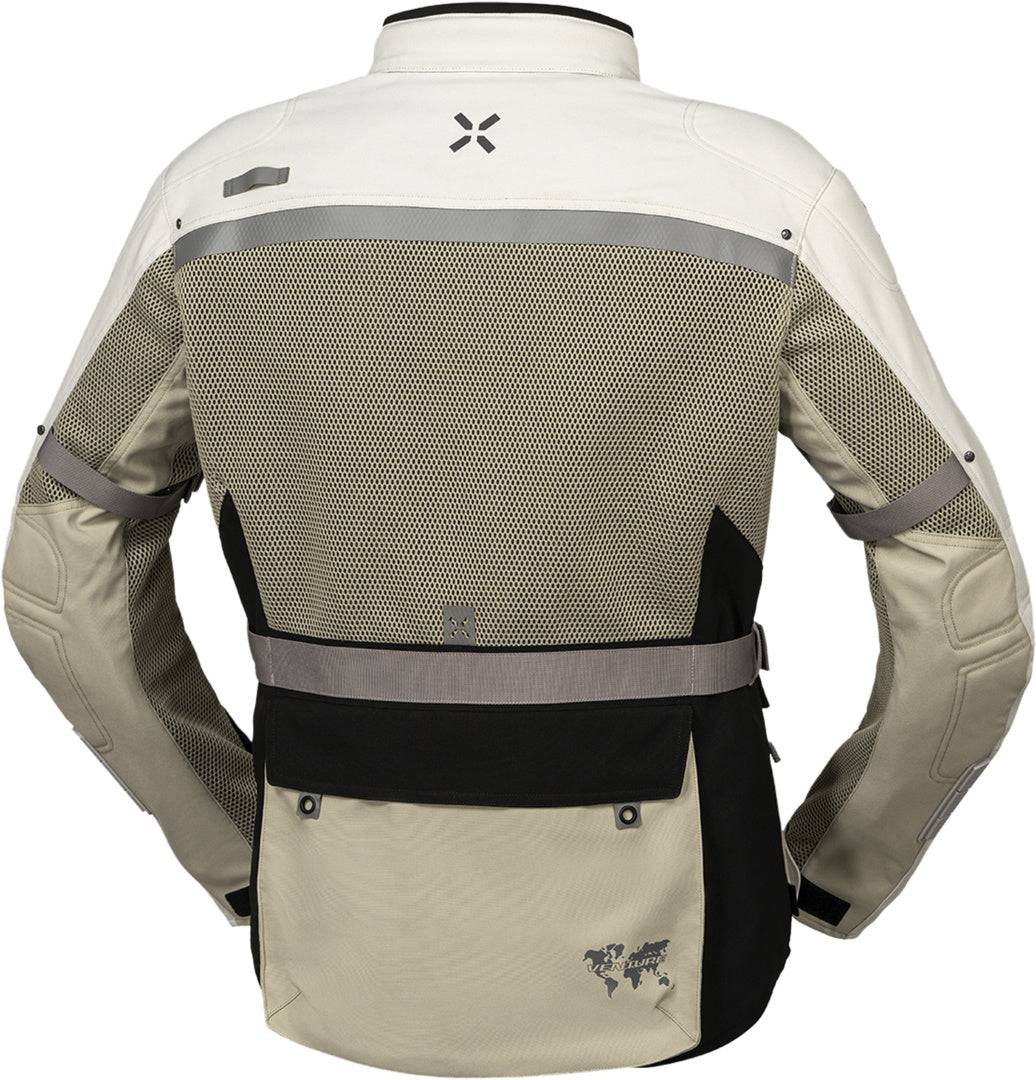 iXS Venture-BigAir 1.0 Adventure-Jacke in Steingrau und Hellgrau, wetterfeste Outdoor-Jacke mit Kapuze und Reißverschluss