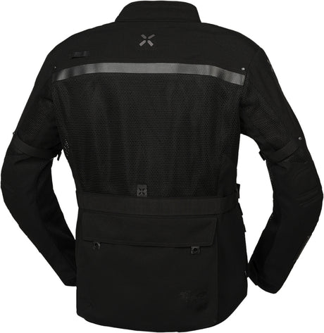 Schwarze iXS Venture-BigAir 1.0 Adventure-Jacke, atmungsaktiv und strapazierfähig, für Outdoor- und Abenteueraktivitäten.