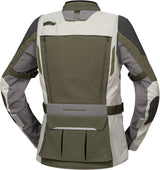 Hellegraue olivgrüne Damen Adventure Jacke von iXS Venture-Air 1.0, atmungsaktiv und ideal für Outdoor-Aktivitäten.