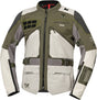 Leichte iXS Venture-Air 1.0 Adventure-Jacke in Hellgrau-Oliv mit atmungsaktivem Material und Reißverschlusstaschen.