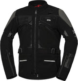 Schwarze iXS Venture-Air 1.0 Adventure-Jacke mit atmungsaktivem Material und reflektierenden Details, für Outdoor-Abenteuer.