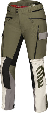 iXS Damen Venture-STX 1.0 Laminathose in Oliv und Hellgrau, strapazierfähige Adventure-Hose für Damen, sichtbare Details und Material.