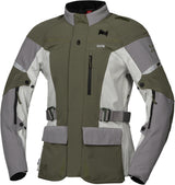 iXS Damen Venture-STX 1.0 Laminatjacke in Hellgrau-Oliv, Outdoor-Adventure Jacke mit Kapuze und funktionalem Design