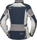 Blaue und hellgraue iXS Damen Venture-STX 1.0 Laminatjacke, wasserdicht und atmungsaktiv, für Outdoor-Abenteuer.