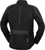 Schwarze und mittelgraue iXS Venture-GTX 1.0 Laminatjacke für Outdoor-Abenteuer, wasserdicht und atmungsaktiv, detailreiche Aufnahme