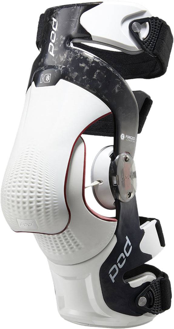 POD K8 3.0 Knieorthese in Carbon-Weiß, stützendes Orthesen-Design für Knie, aus langlebigem Material, sichtbare Details der Orthese