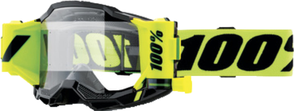 100% Motocrossbrille Accuri 2 Forecast Neon Yellow - Clear Lens